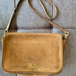 Vintage Coach Brown Leather Crossbody Shoulder Bag Purse